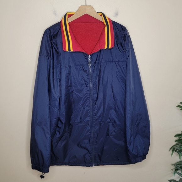 Vintage Ferruche | Reversible Red Fleece /Navy Nylon Full Zip Jacket Size XL - Picture 2 of 12